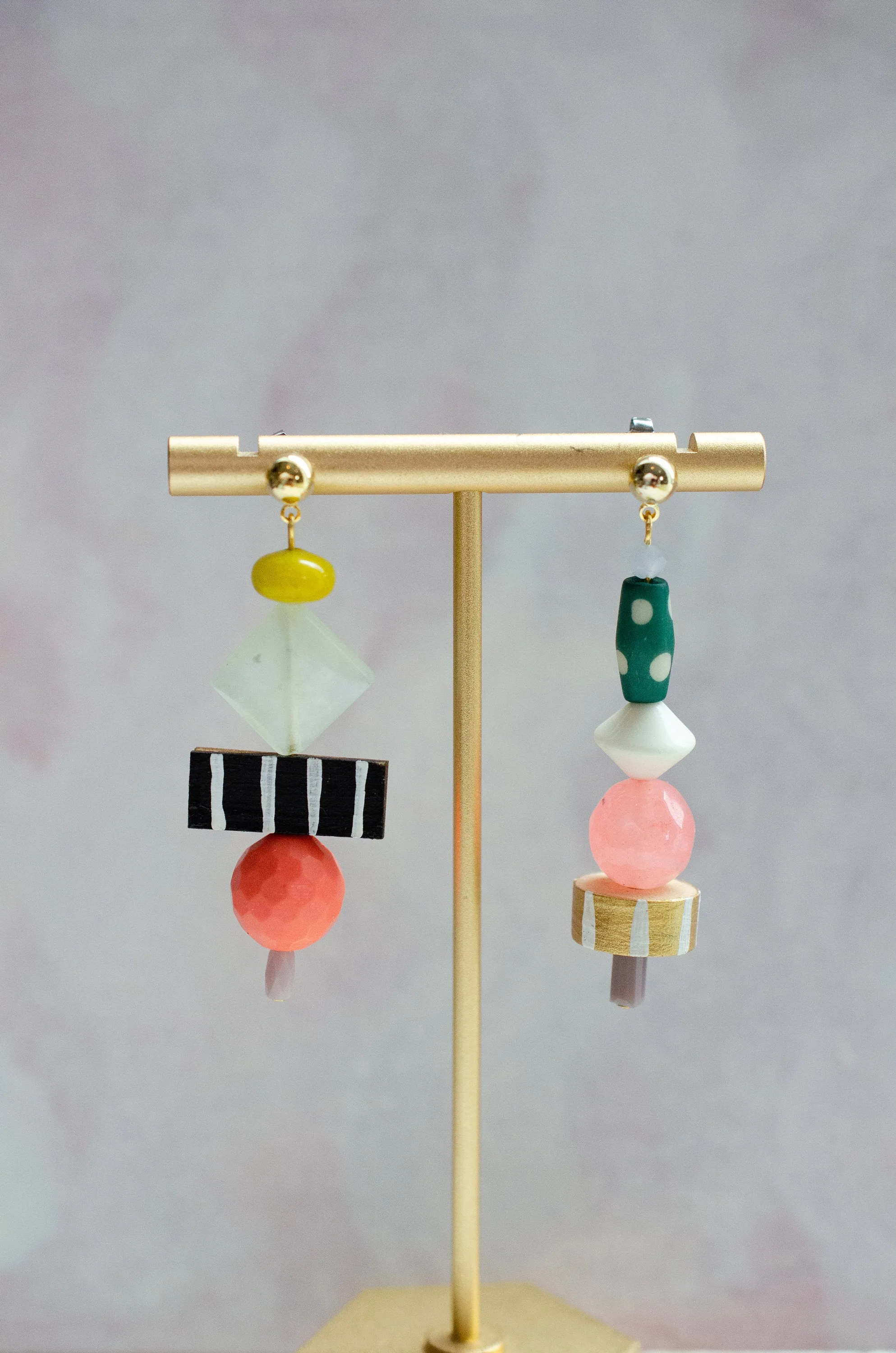 Mix Match Dangle Statement Earrings, colorful beaded earrings, colorful jewelry, gift for her, beaded earrings,mis match earrings