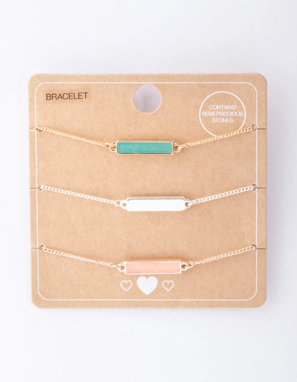 Mixed Metal Semi Precious Bar Bracelet Pack