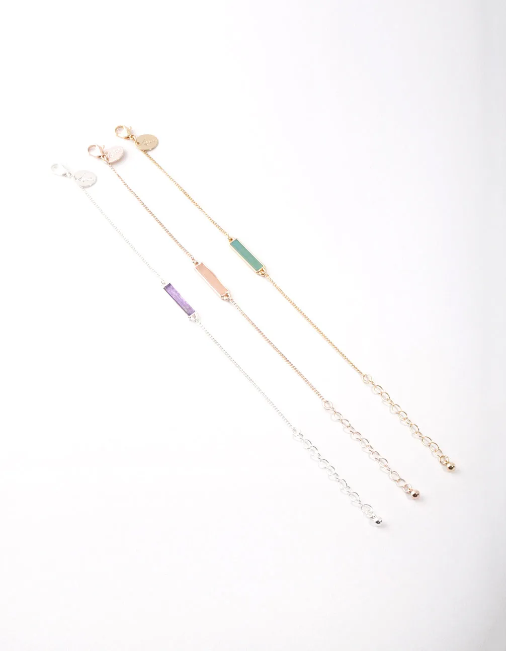 Mixed Metal Semi Precious Bar Bracelet Pack