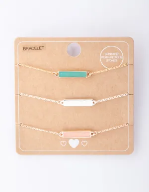Mixed Metal Semi Precious Bar Bracelet Pack