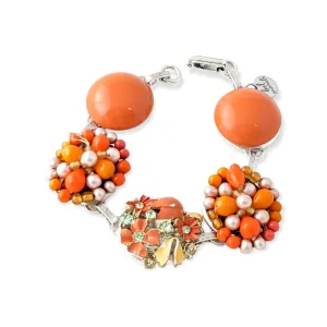 Mod Orange Vintage Cluster Bracelet