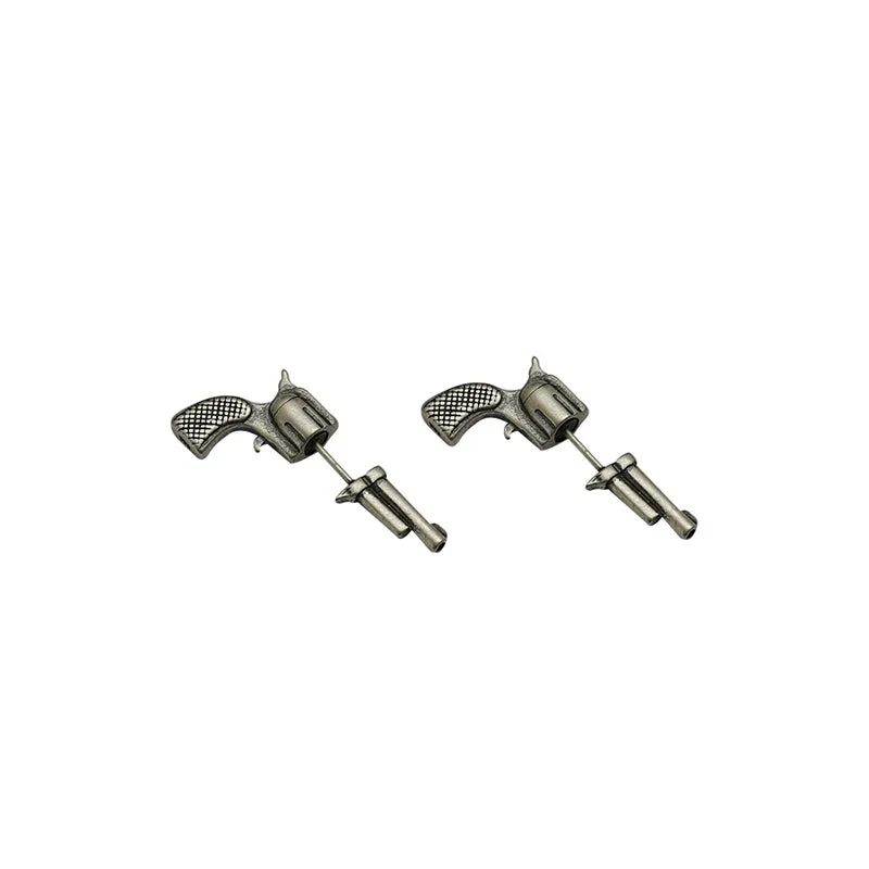 Modern .38 Revolver Stud Earrings