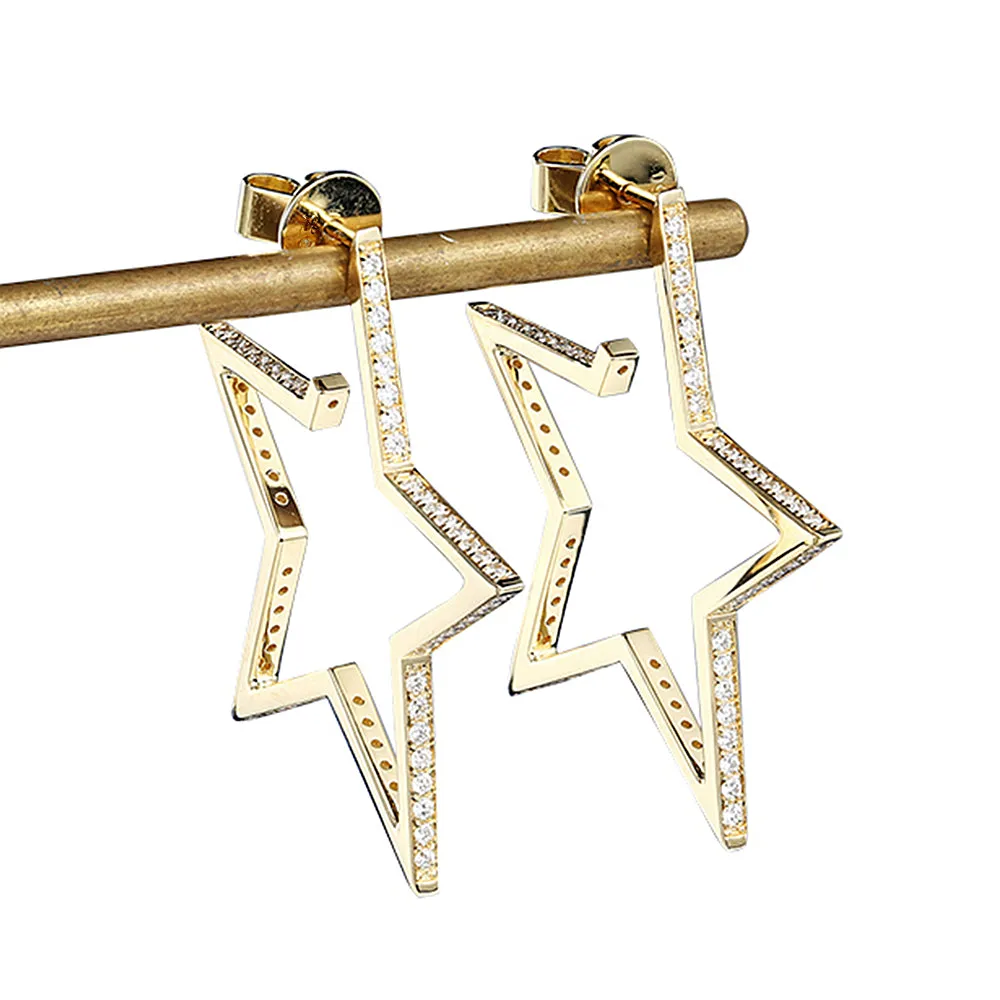 Modern Design Diamond Large Star Stud Earrings