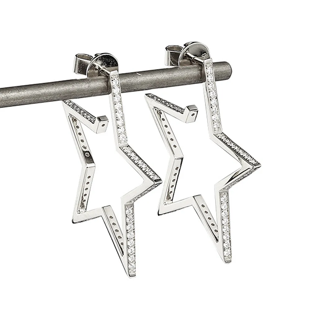 Modern Design Diamond Large Star Stud Earrings