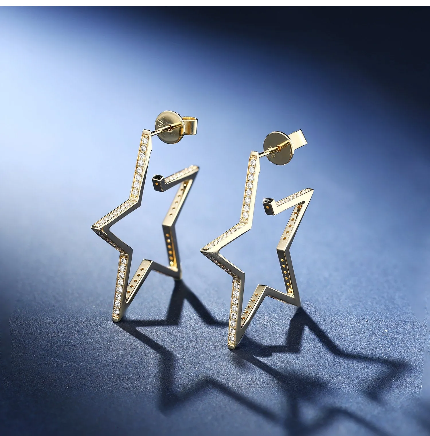 Modern Design Diamond Large Star Stud Earrings