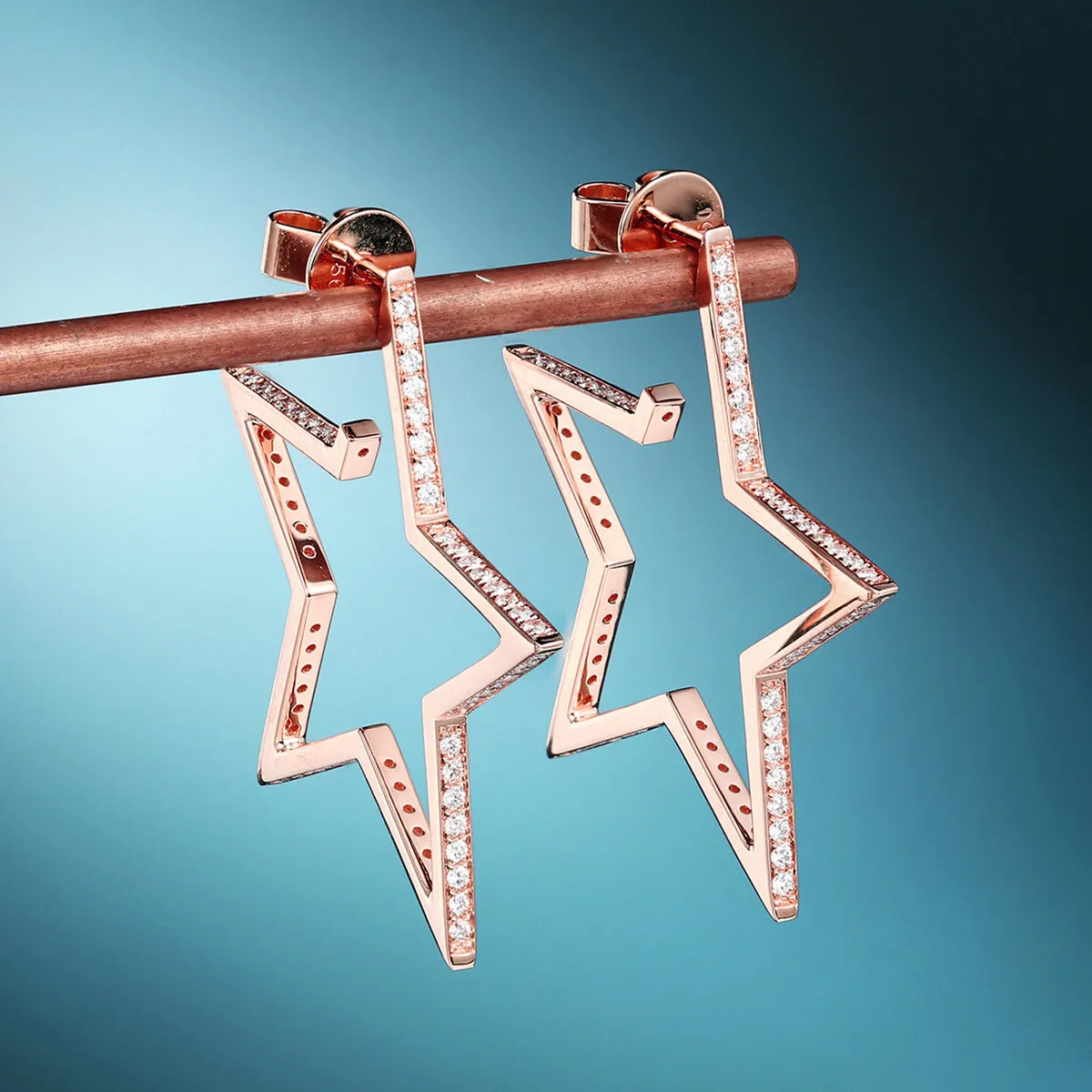 Modern Design Diamond Large Star Stud Earrings