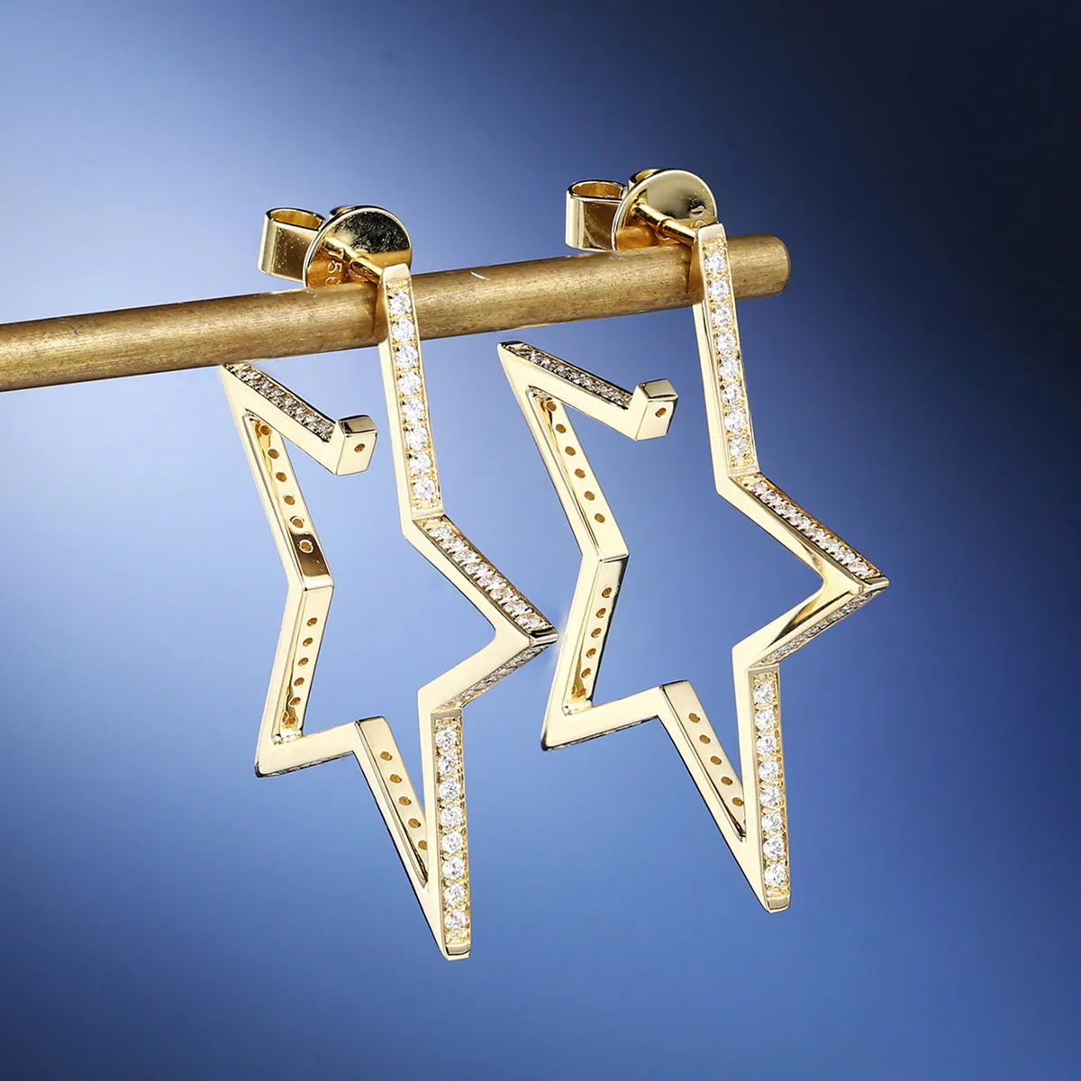 Modern Design Diamond Large Star Stud Earrings