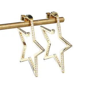 Modern Design Diamond Large Star Stud Earrings