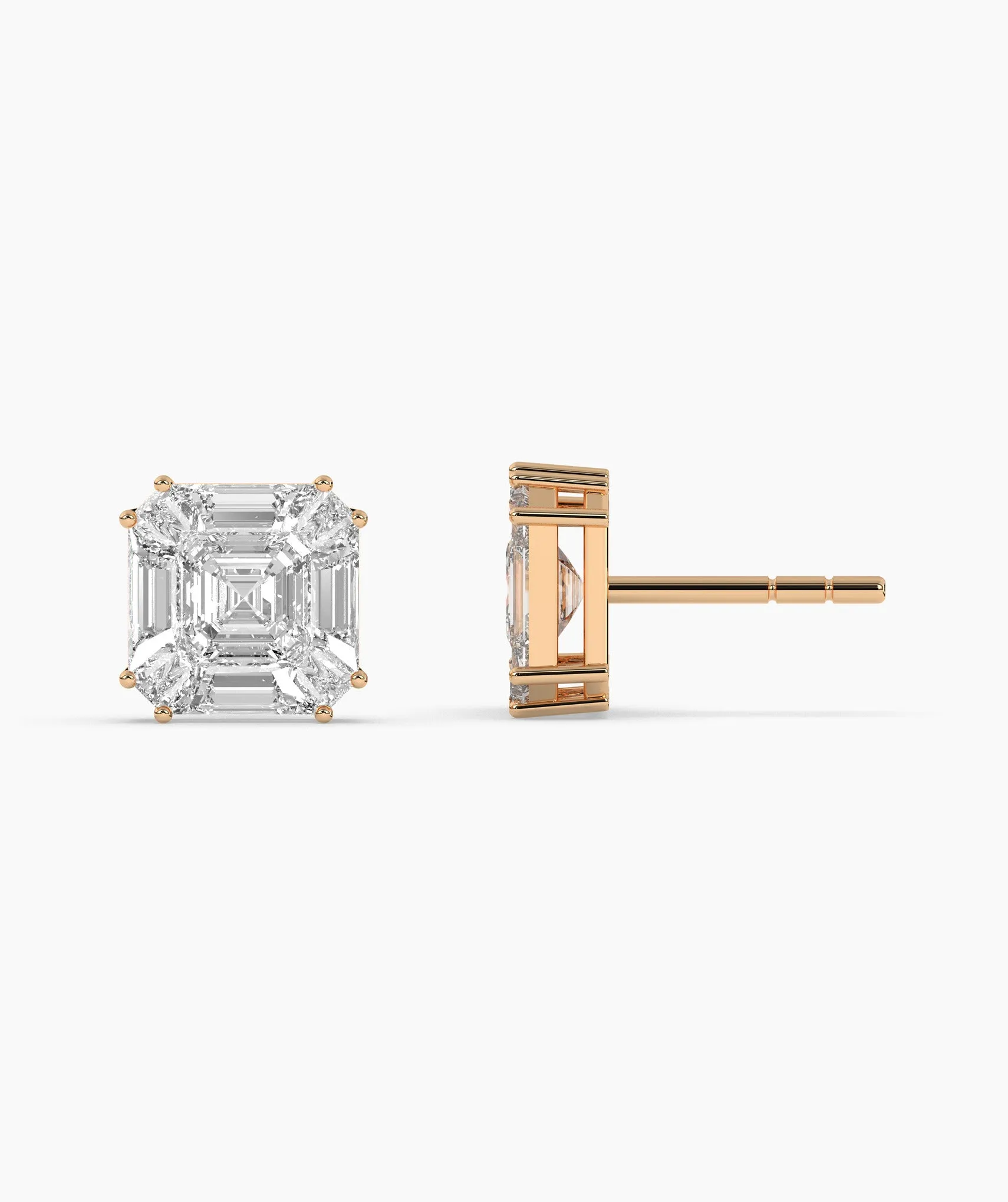 Modern Emerald Diamond Studs