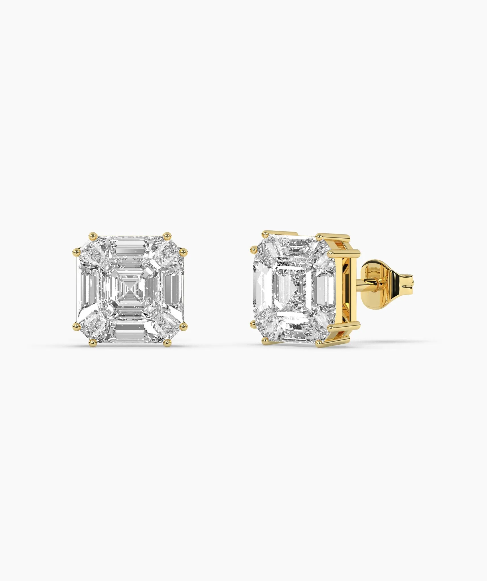 Modern Emerald Diamond Studs
