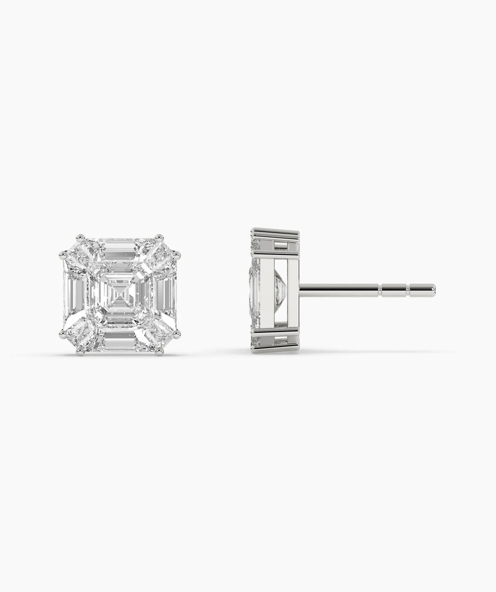 Modern Emerald Diamond Studs