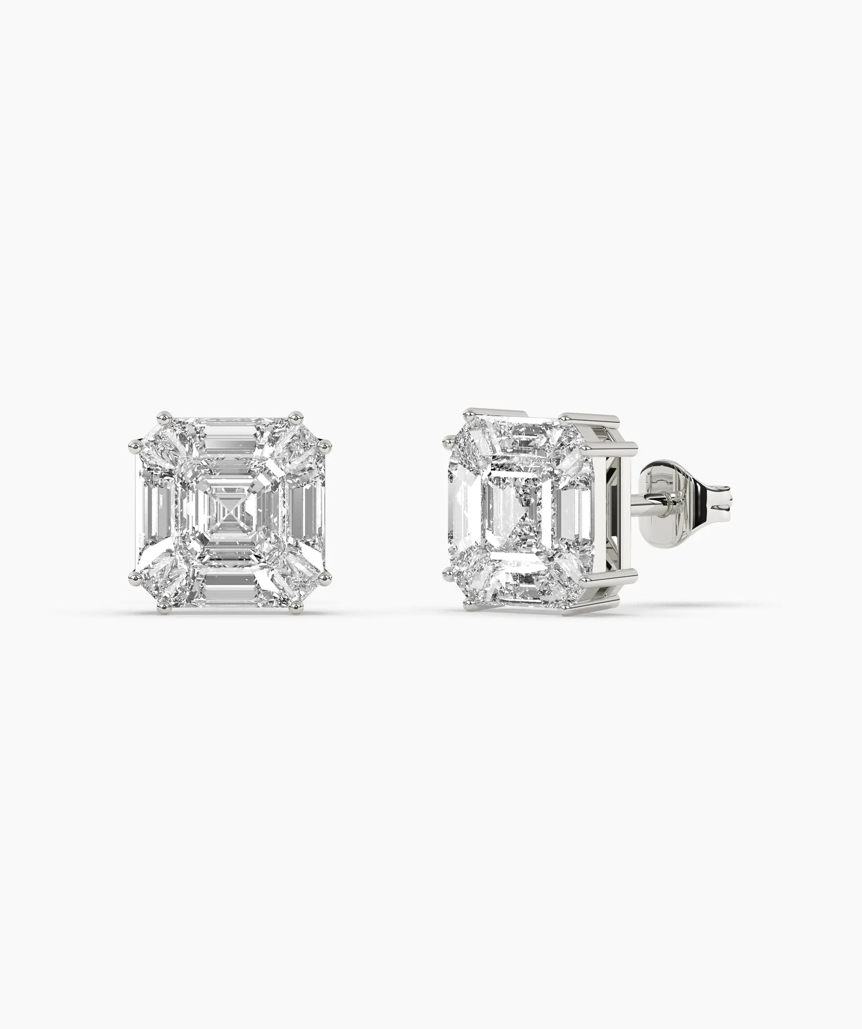 Modern Emerald Diamond Studs