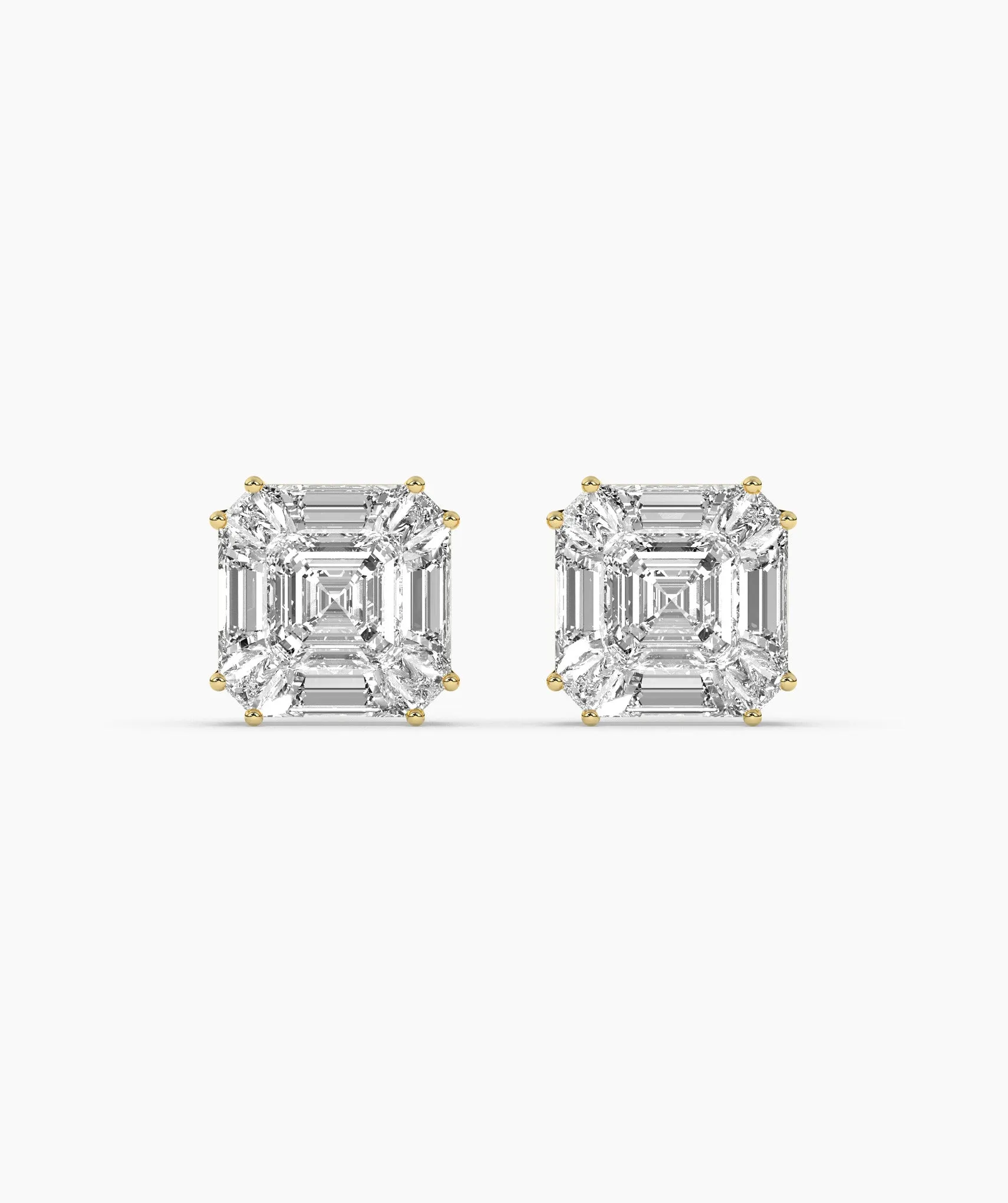 Modern Emerald Diamond Studs