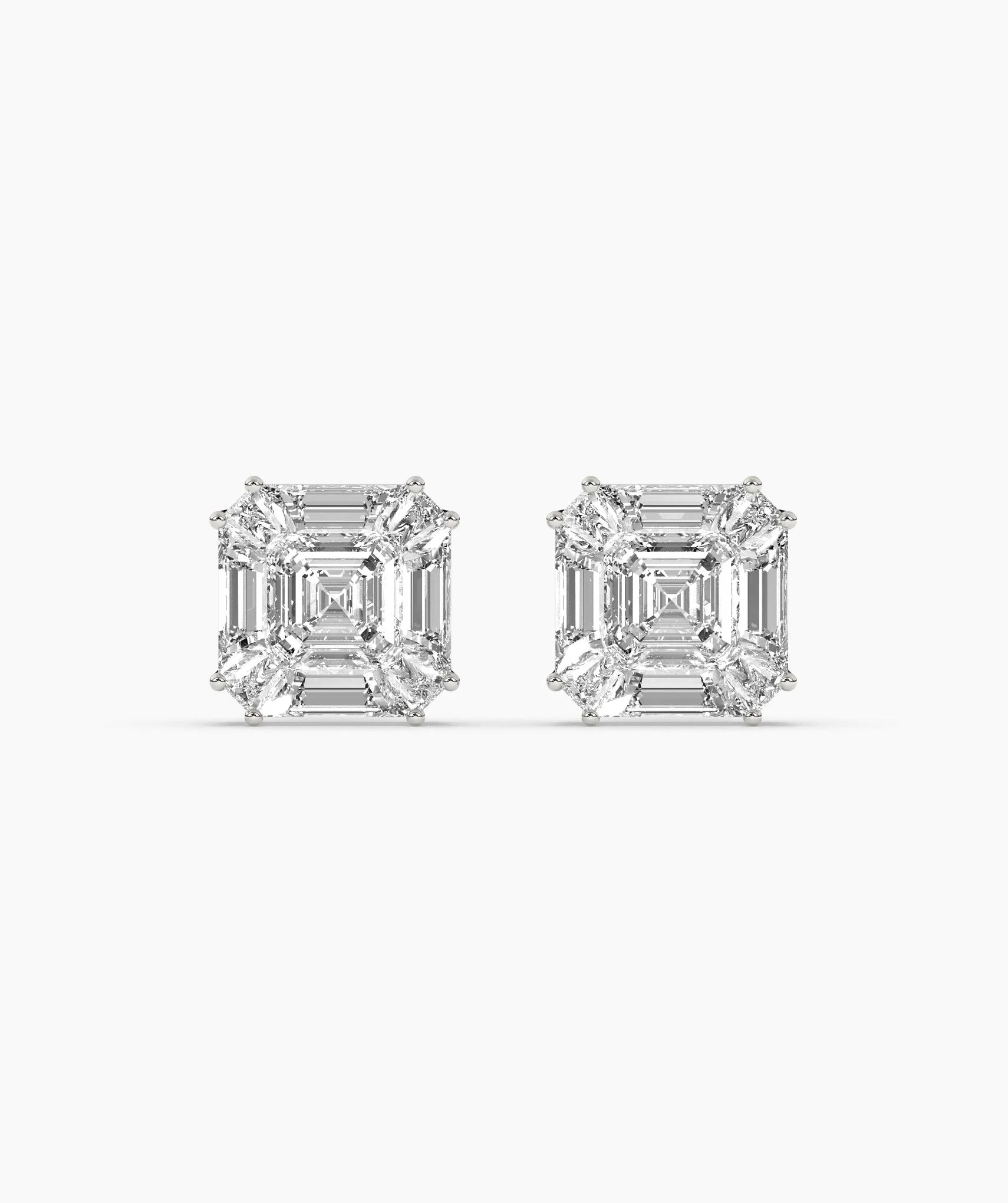 Modern Emerald Diamond Studs