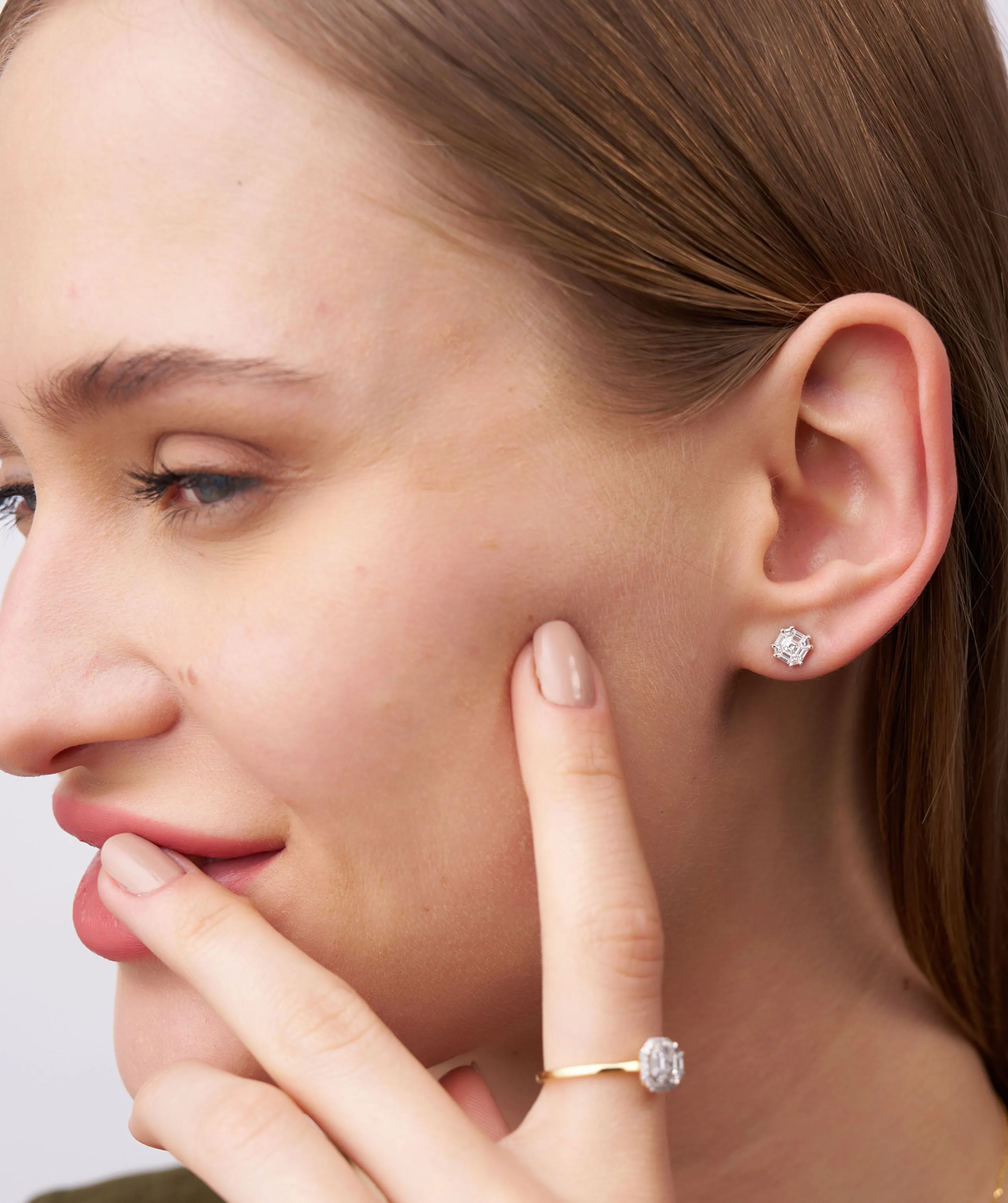 Modern Emerald Diamond Studs
