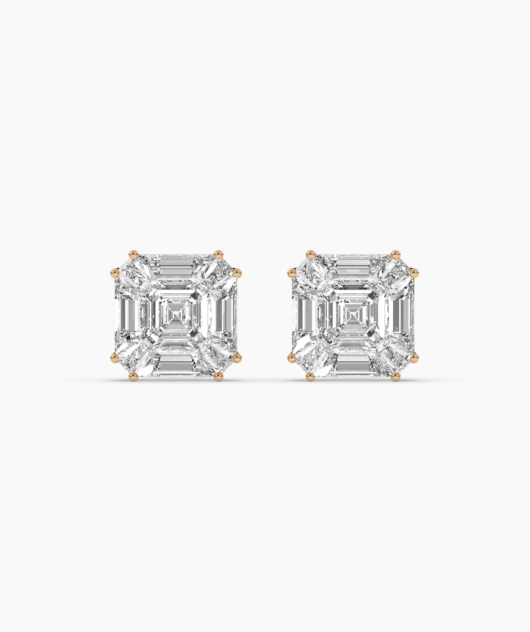 Modern Emerald Diamond Studs