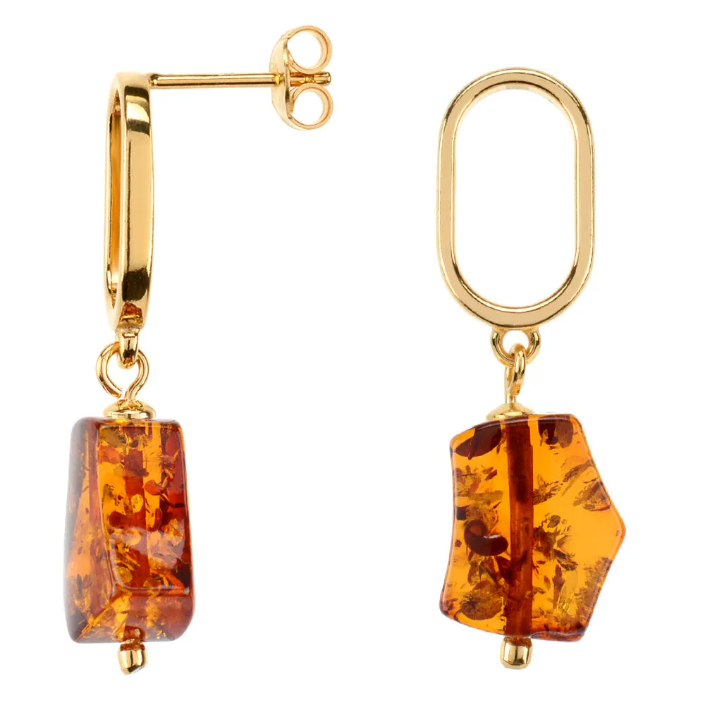 Modern Gold Amber Earrings
