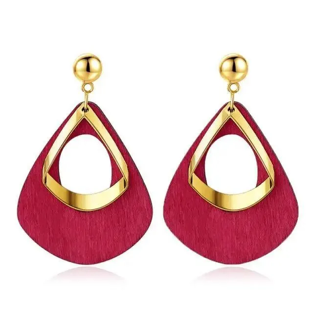 Modern Handmade Retro Modern Wooden Drop Dangler Earrings For Women And Girls In Trend Design - Women Fasion Accessories