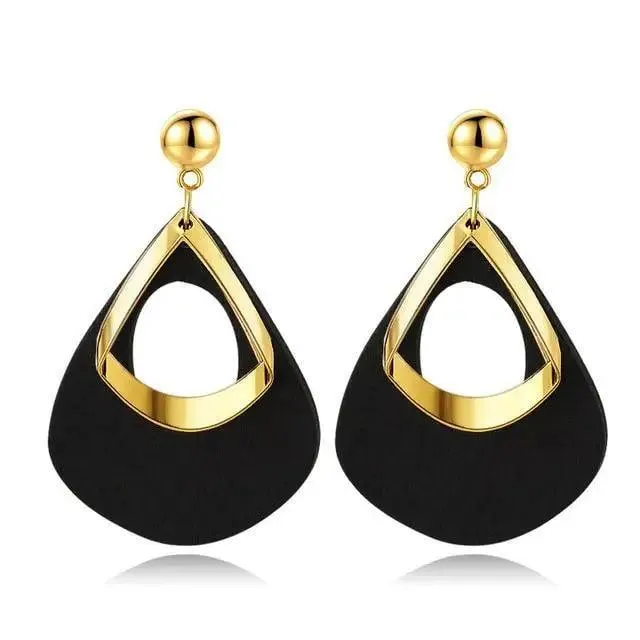 Modern Handmade Retro Modern Wooden Drop Dangler Earrings For Women And Girls In Trend Design - Women Fasion Accessories