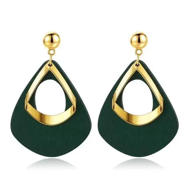 Modern Handmade Retro Modern Wooden Drop Dangler Earrings For Women And Girls In Trend Design - Women Fasion Accessories