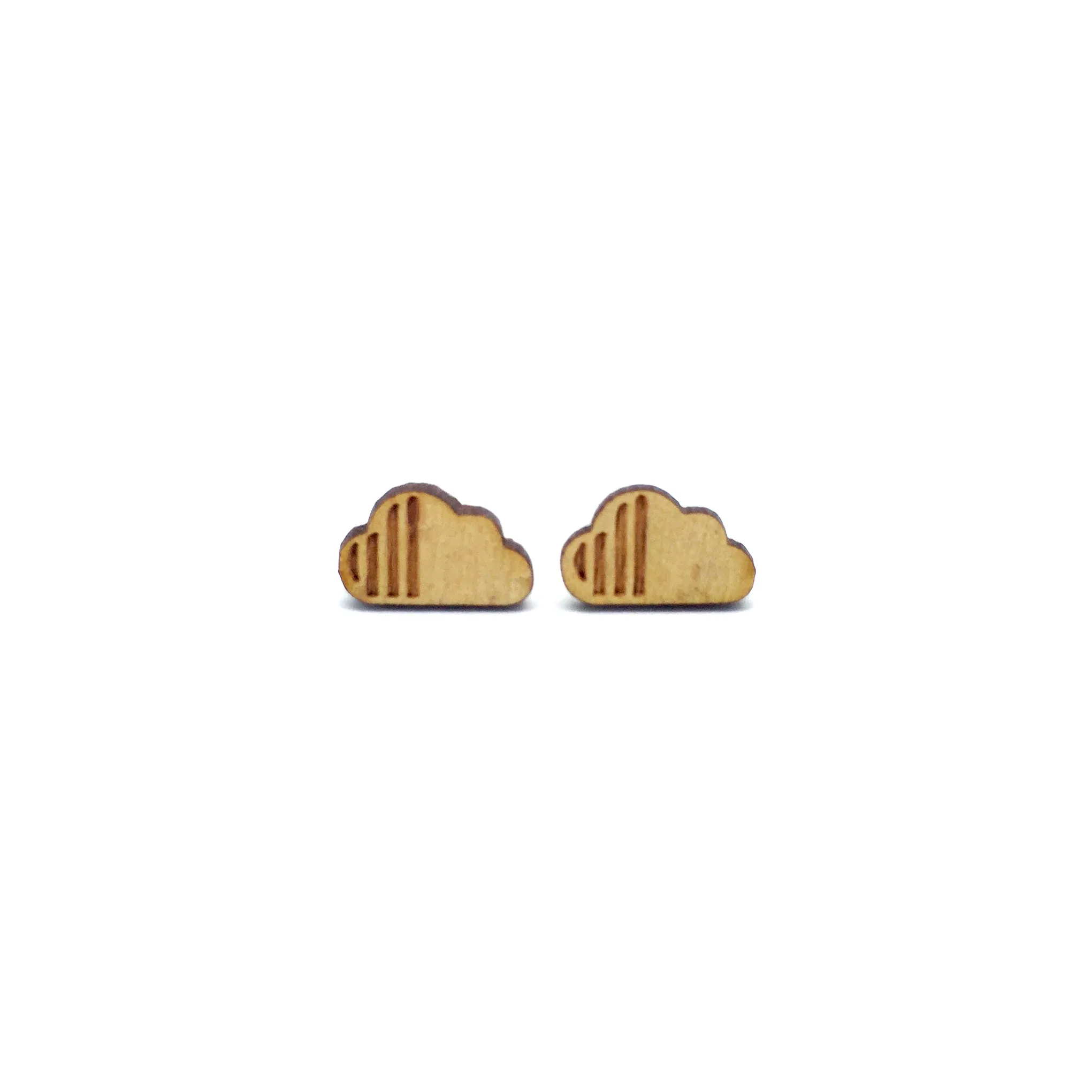 Modern Minimalist Clouds Laser Cut Wood Earrings - LM