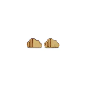 Modern Minimalist Clouds Laser Cut Wood Earrings - LM