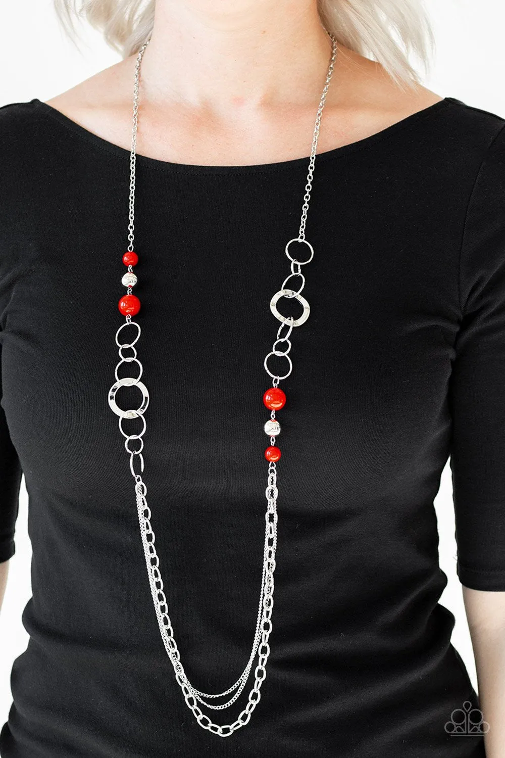 Modern Motley Red Necklace