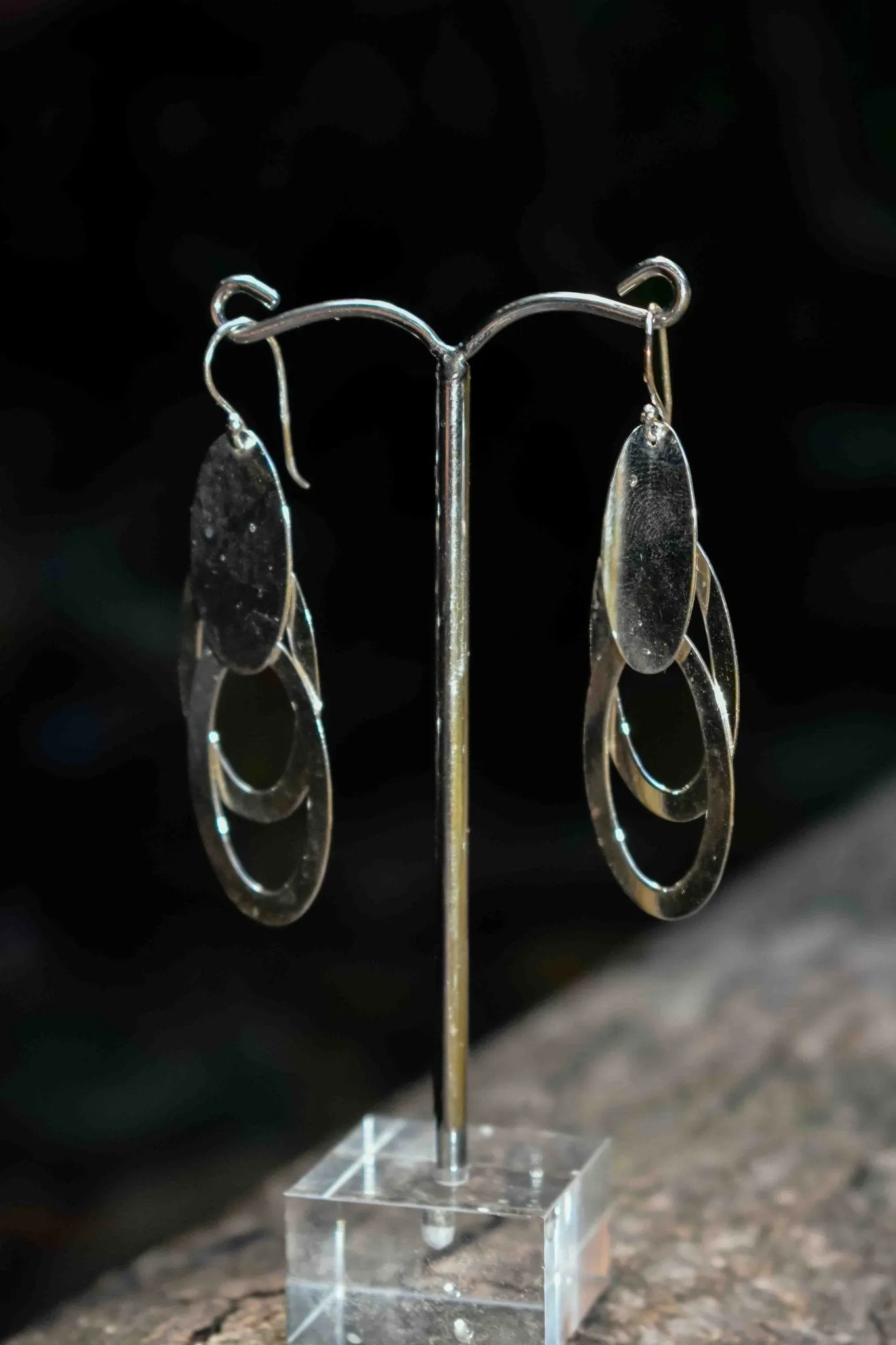 Modern Oval Trio - Silver Earrings