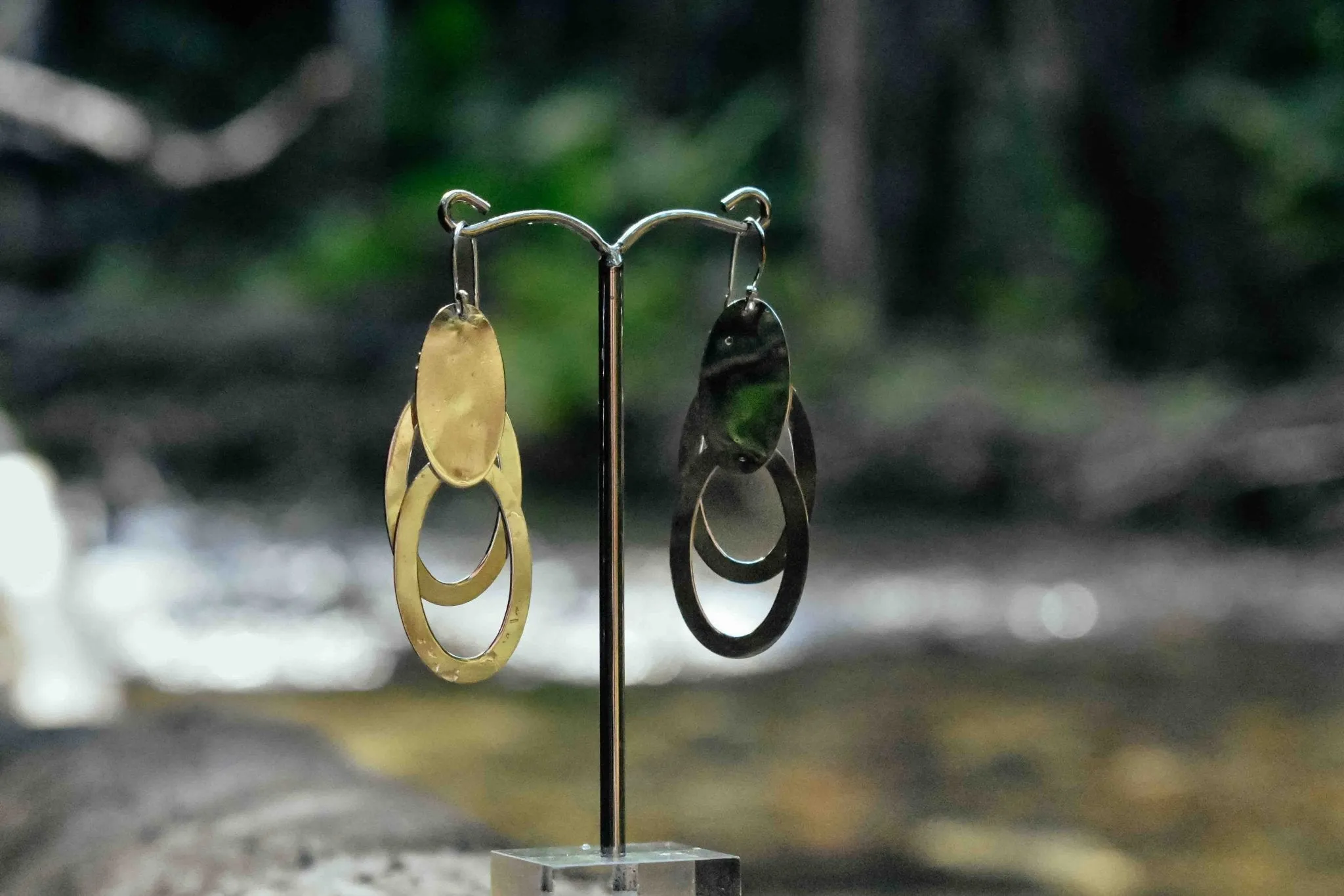 Modern Oval Trio - Silver Earrings