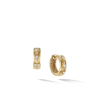 Modern Renaissance Huggie Earrings in 18K Yellow Gold with Diamonds