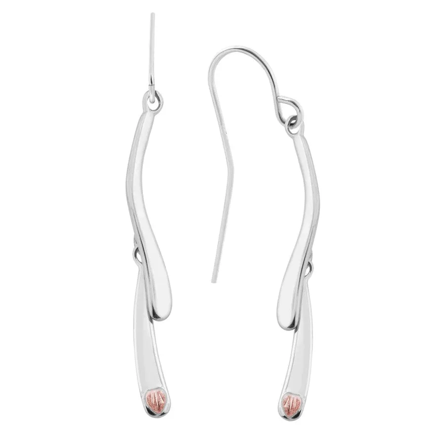 Modern Style II - Sterling Silver Black Hills Gold Earrings