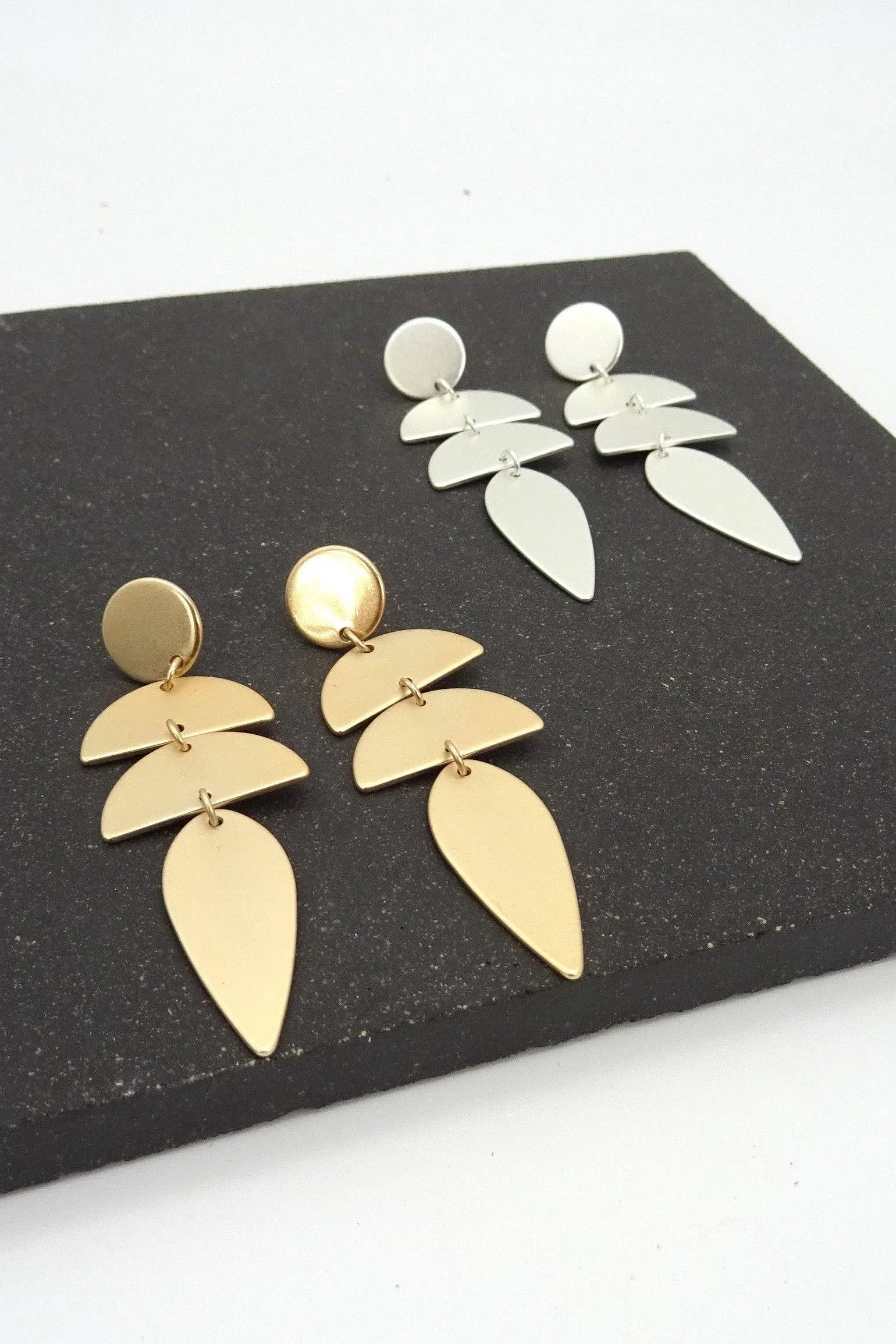 Modern Trio Drop Earrings