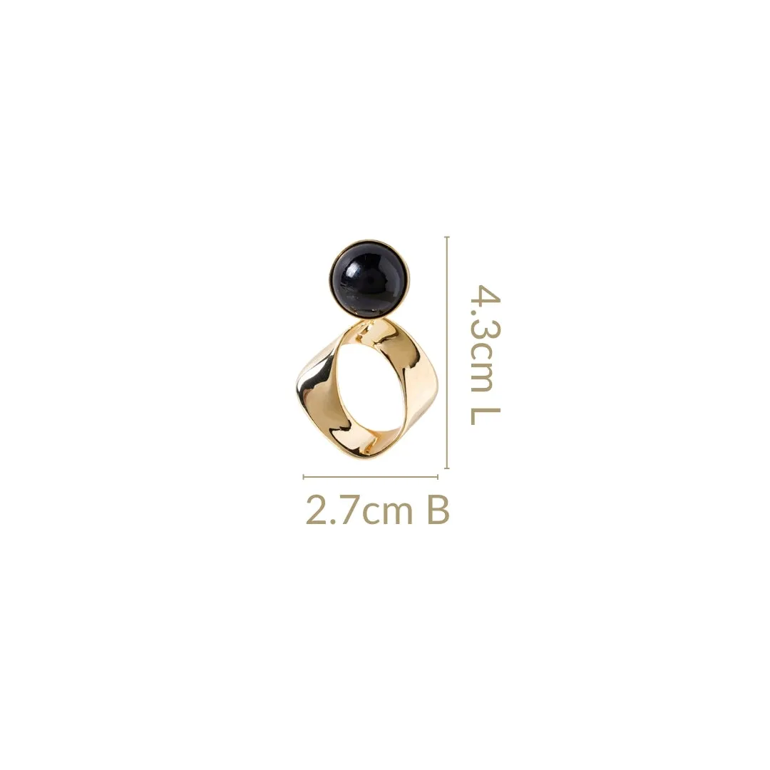 Modern Twist Dangle Earrings Black