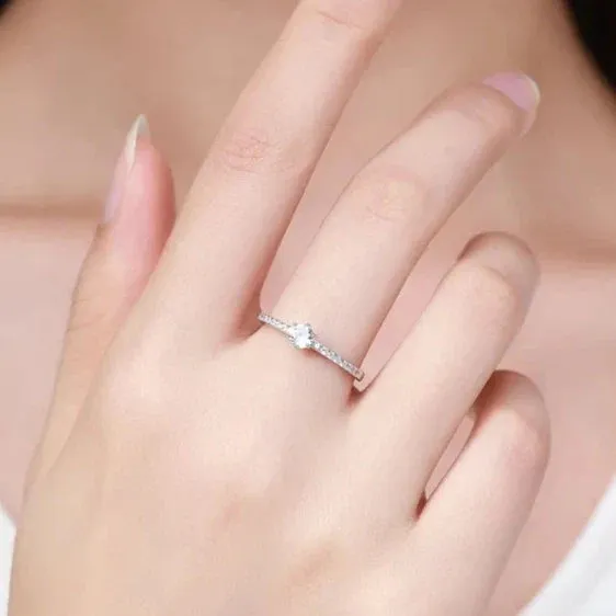 Modian Solid 925 Sterling Silver Simple Round Clear CZ Finger Rings For Women & Girls Cassic Wedding Statement Fine Jewelry Gift