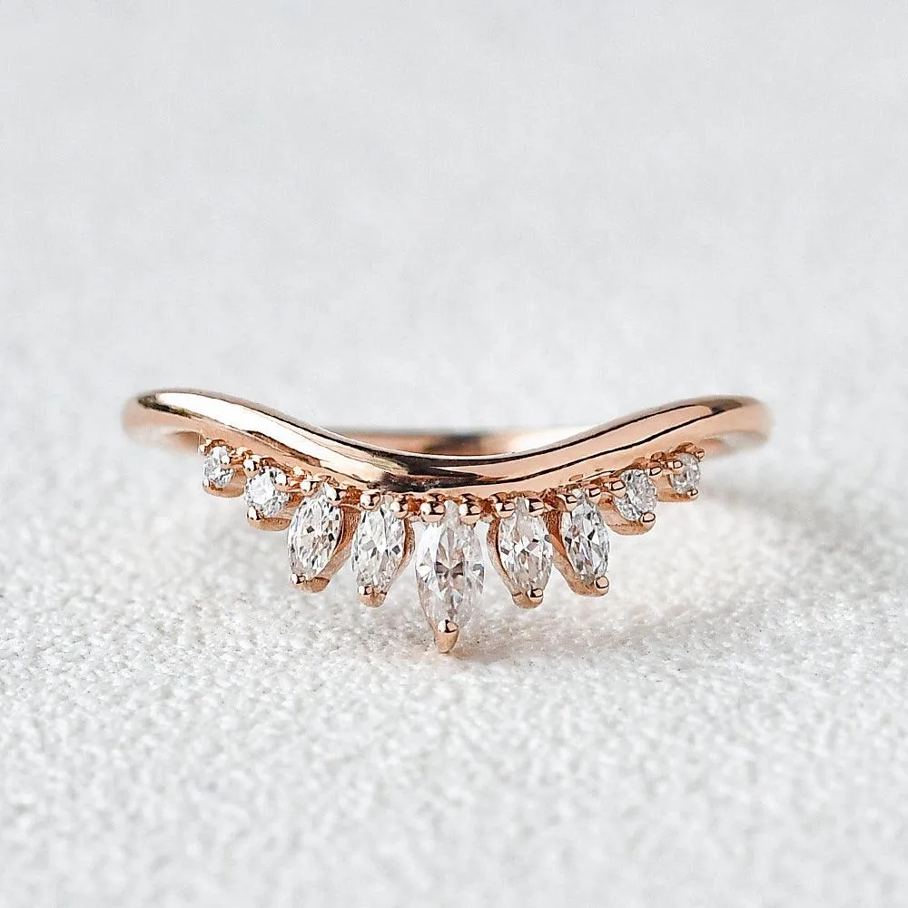 Moissanite Band Stacking Curved Ring