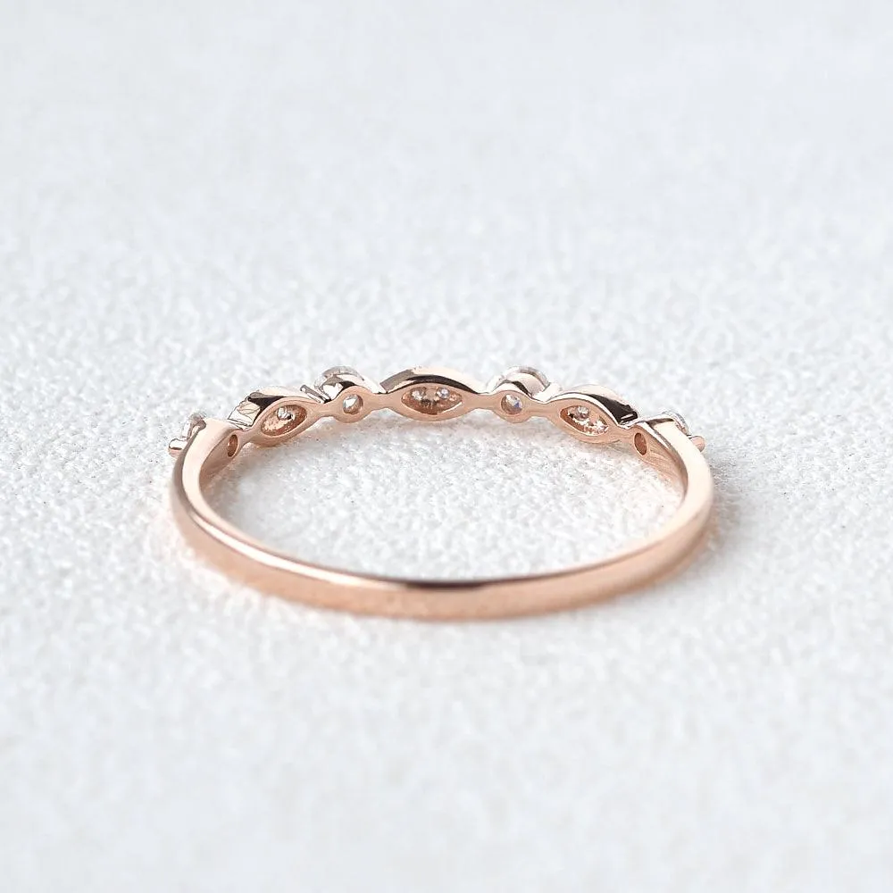 Moissanite Milgrain Dainty Rose Gold Ring