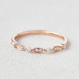 Moissanite Milgrain Dainty Rose Gold Ring