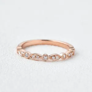 Moissanite Milgrain Dainty White/Rose Gold Ring