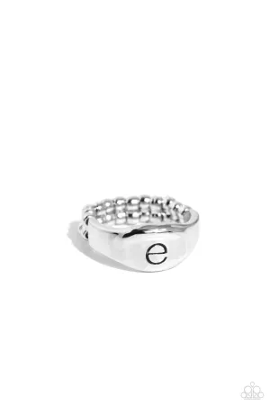 Monogram Memento - Silver - E - Paparazzi Ring