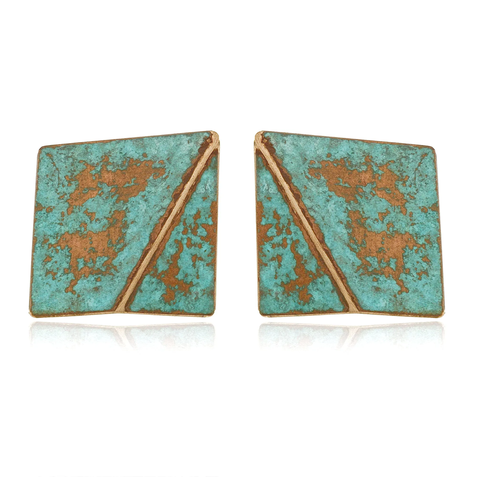 Mysterium Collection Bronze Patinated Square Earrings