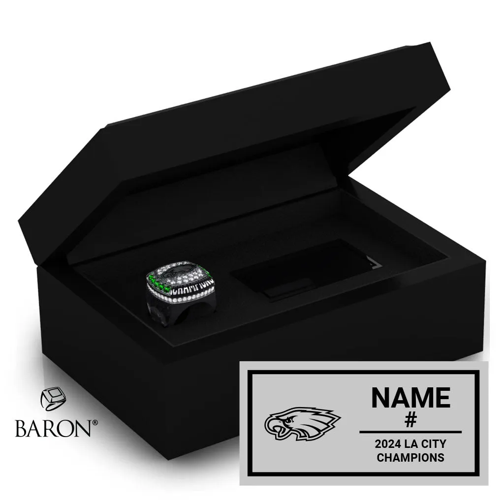New West Charter Boys Soccer 2024 Championship Black Standard Window Ring Box