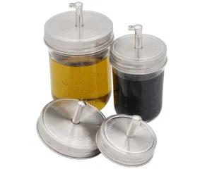 Oil Cruet Pour Spout Stainless Steel Lids for Mason Jars 2 Pack