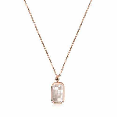 Opal Grid Design Pendant Necklace - 14k Gold Chain, Stainless Steel 316L, 15.16"   2.36" Extension, Gift Box & Cloth Included