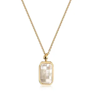 Opal Grid Design Pendant Necklace - 14k Gold Chain, Stainless Steel 316L, 15.16"   2.36" Extension, Gift Box & Cloth Included