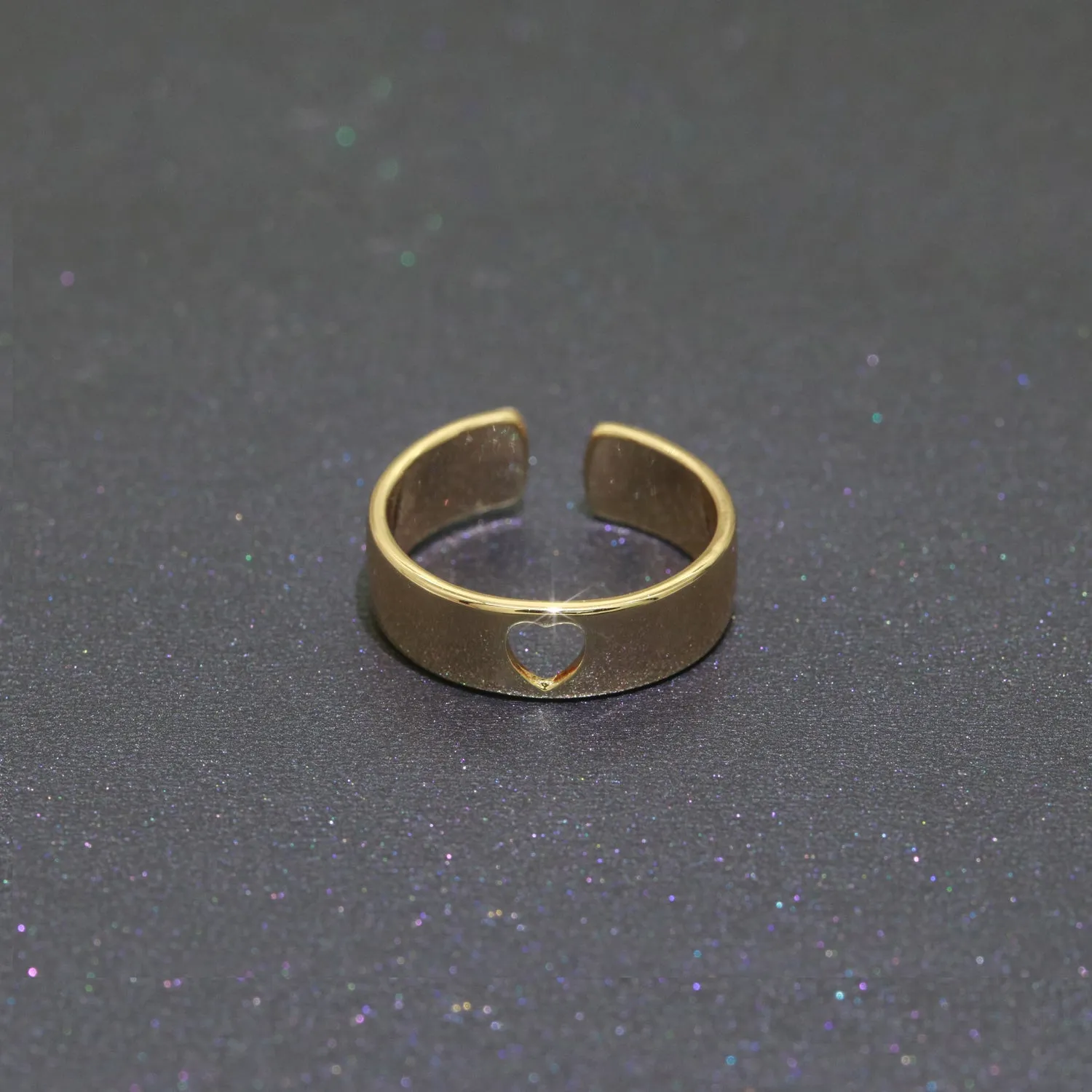 Open Heart 18K Gold Filled Ring Open Adjustable Ring Simple Stacking Jewelry O-437