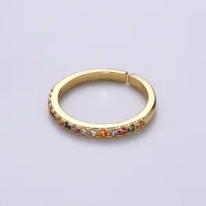 OS Rainbow Crystal 18K Gold Filled Simple Adjustable Ring O-360
