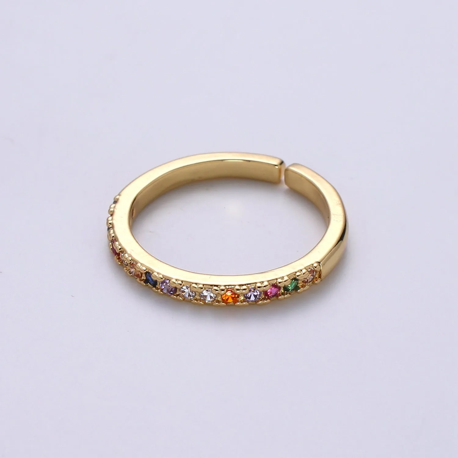 OS Rainbow Crystal 18K Gold Filled Simple Adjustable Ring O-360