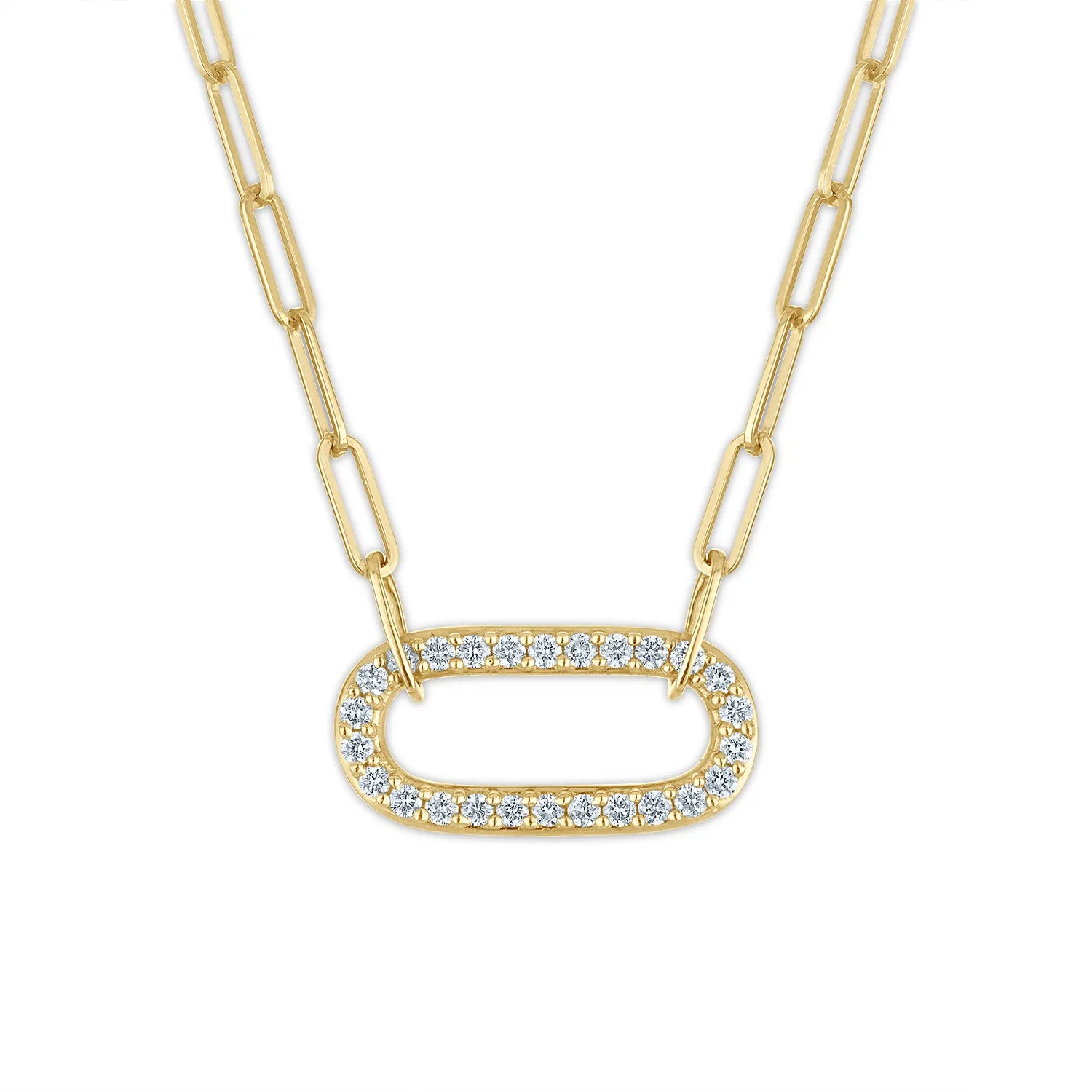 Oval Diamond Paperclip Necklace