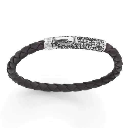 Pater Noster Black Leather and Sterling Silver Bracelet