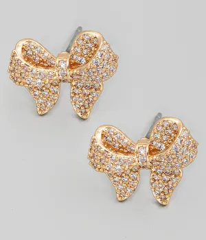 Pave Mini Bow Stud Earrings